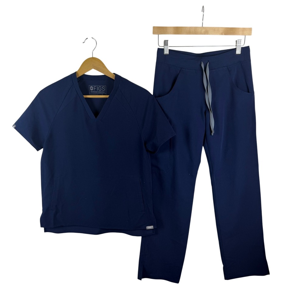 Figs Technical Scrub Set Size XXS Petite Navy Scrub Top Kade Pants Medical Comfy